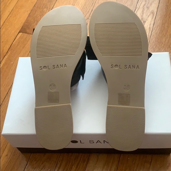 Sol Sana All Leather Black Knotted Nina Slides NWT - Picture 7 of 7